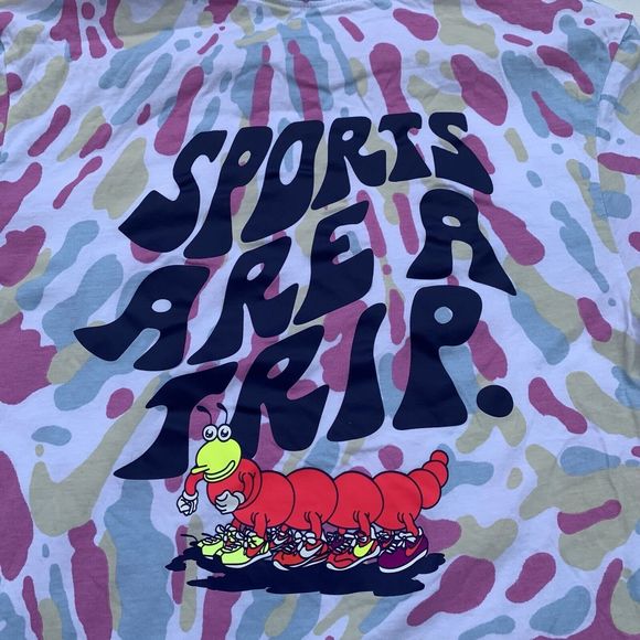 Nike Air T-shirt Double Sided All Over Pink/Blue Camo "Sports Are a Trip" Medium - Picture 4 of 5
